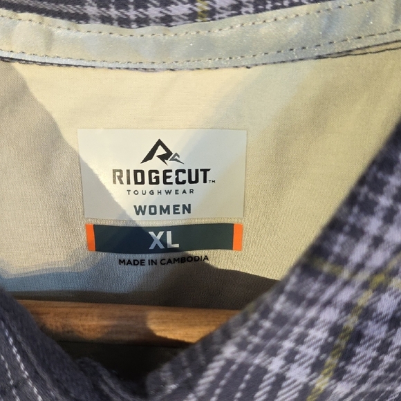 Upcycled Plaid Button Down Shirt with Wolf Design - Picture 7 of 11